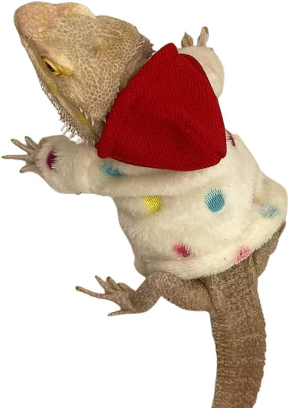 Bearded Dragons Hoodie - Handmade Adjustable Flannel Sweater Reptile Jacket Shirt for Skin Protection Small Animal Costume Apparel for Lizard Bearded Dragon Crested Gecko Chameleon (L, White) WCDJOMOP