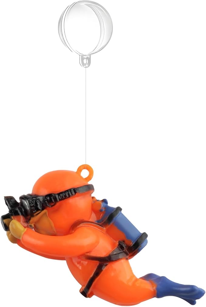 onesimcr Floating Fish Tank Decorations, Aquarium Decorations, Lovely Diver Fish Tank Decorations, Floating Device Fish Tank Accessories，Suitable for All Kinds of Fish Tanks(Orange)… onesimcr