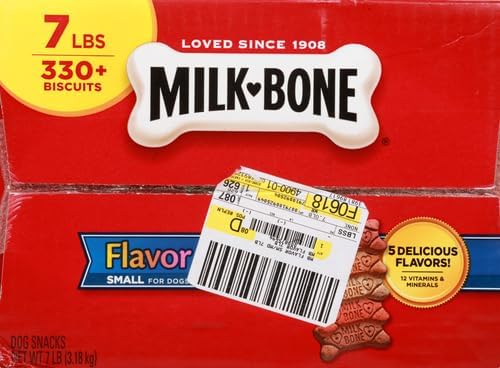 Milk-Bone Flavor Snacks Dog Treats, Small Biscuits, 7 Pound Crunchy Texture Helps Reduce Tartar (Pack of 2) - PAWPICO