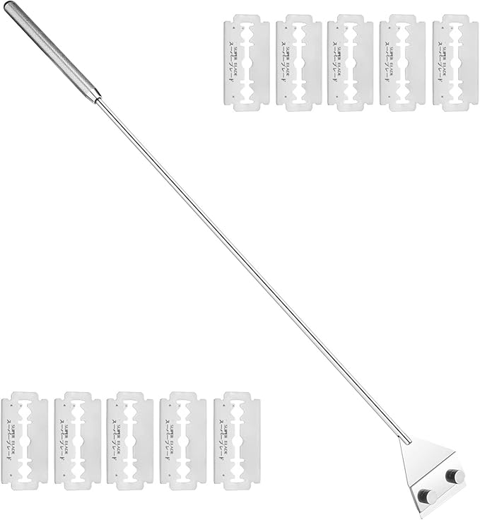 Algae Scraper for Glass Aquarium,Fish Tank Scraper with 10 Replaceable Blades,Aquarium Glass Cleaner Scraper (Silver-18.5 Inch). PAWPICO