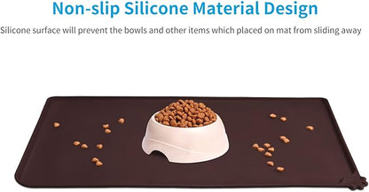 AUDWUD Silicone Waterproof Dog Cat Pet Feeding Mats,Anti Slip Pet Bowl Mats,Pet Feeding Mat, 24" x 16" - PAWPICO