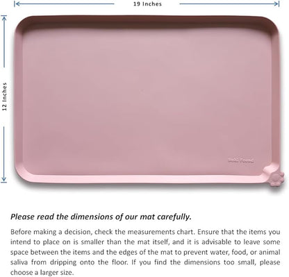 Hoki Found Silicone Pet Food Mats Tray - High-Lips Pet Dog Cat Bowl Mats - Dog Pet Cat Feeding Mat - Waterproof Dog Cat Food Mats -Pet Water Mats for Floors - Neutral Pink - PAWPICO
