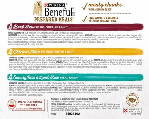 Beneful Purina Gravy Wet Dog Food Variety Pack, Prepared Meals Stew - (12) 10 oz. Tubs (Pack of 2) - PAWPICO