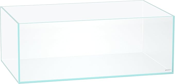 LANEDN 75S 22.1 Gal Shallow Tank, Shallow Fish Tank, Rimless Low Iron Tank, Bookshelf Aquarium W29.5×D17.7×H11 in(75x45x28cm); 8mm Thickness Aquascape Fish Tank, Black Leveling Mat Included Landen