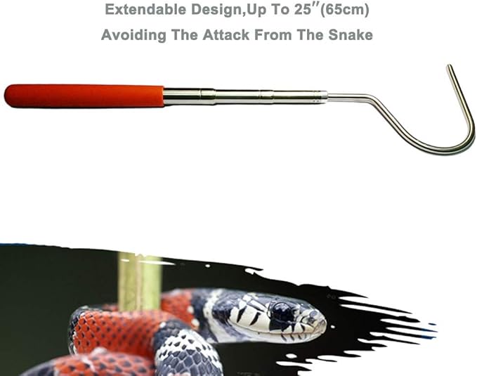 Extendable Snake Hook Reptile Corn Snake Ball Python Rattlesnake Handling Tool for Catching,Controlling,Or Moving Snakes, Material Tool(53inch and 25inch) PAWPICO