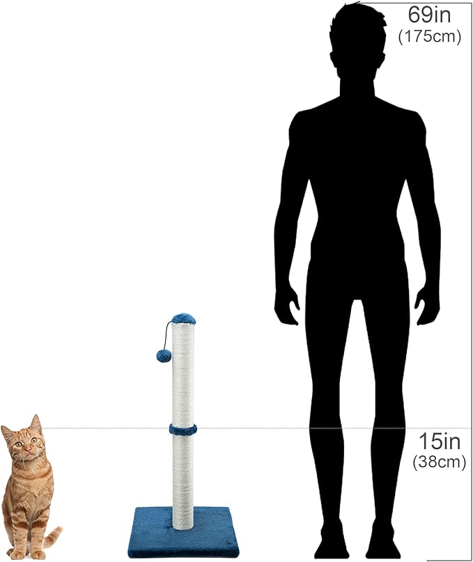 Dimaka 29" Tall Cat Scratching Post, Claw Scratcher with Sisal Rope and Covered with Soft Smooth Plush - PAWPICO