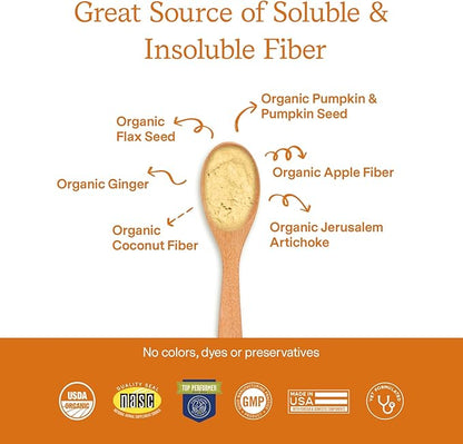 Fera Pet Organics Pumpkin Plus Fiber Supplement for Pets - Vet Created - Dog & Cat Regularity & Gut Function - Organic Pumpkin Seeds, Flax Seeds - 90 Scoops FeraPets