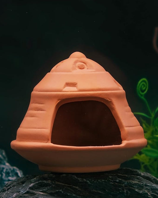 Uniclife Aquarium UFO Ornament Fish Tank Decoration Ceramic Flying Saucer Hut for Fish Tank Landscape Aquarium Hideout Hideaway Spawning Cave Decor for Shrimp Betta Goldfish and Reptiles UnicLife