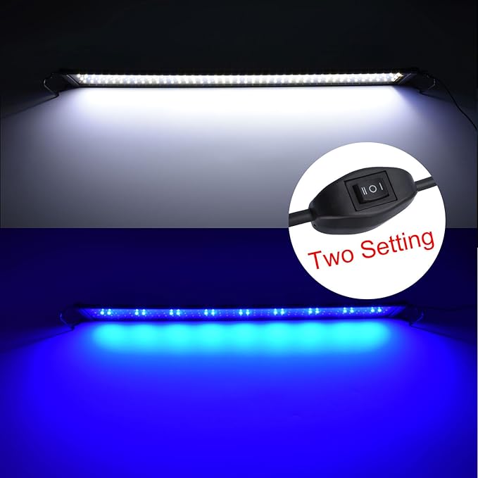 KZKR Aquarium Hood Lighting Fish Tank Light 36 inch - 46 inch for Freshwater and Saltwater Blue and White Light 90cm - 115cm KZKR