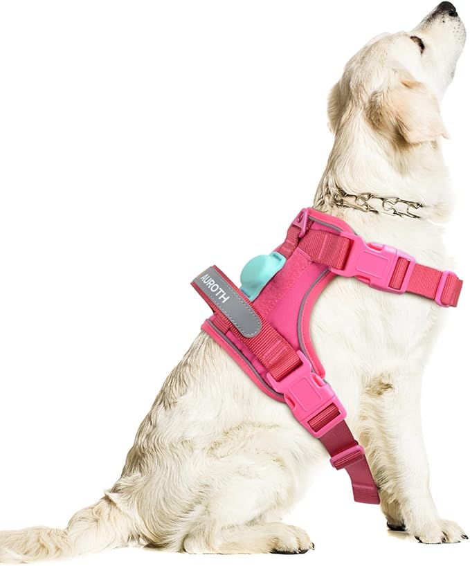 AUROTH Dog Harness for Large Dogs, Dog Vest Harness Large Size Dog, Large Dog Harness, No Pull Dog Harness for Large Dogs with Handle, XL Dog Harness, Rose Red XL AurothPets