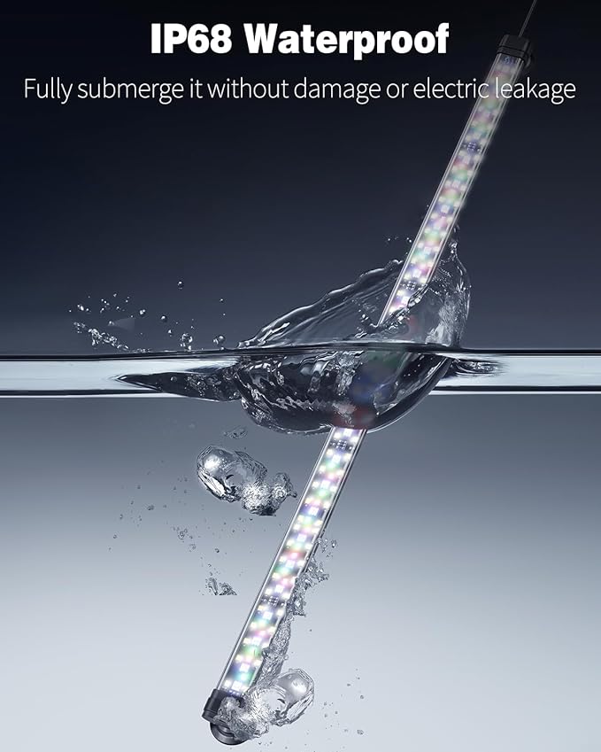 Pawfly 12W Aquarium LED Light 24/7 Fish Tank Light with Full Spectrum Brilliant White Blue Red Green Lights Multi-Colored LEDs with D/N Mode Single Color Effects Timer and Adjustable Brightness Pawfly