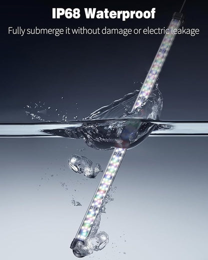 Pawfly 12W Aquarium LED Light 24/7 Fish Tank Light with Full Spectrum Brilliant White Blue Red Green Lights Multi-Colored LEDs with D/N Mode Single Color Effects Timer and Adjustable Brightness Pawfly