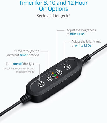 NICREW ClassicLED Gen 2 Aquarium Light, 25 Watts, Dimmable LED Fish Tank Light with 2-Channel Control, White and Blue LEDs, Size 30 to 36 Inch NICREW