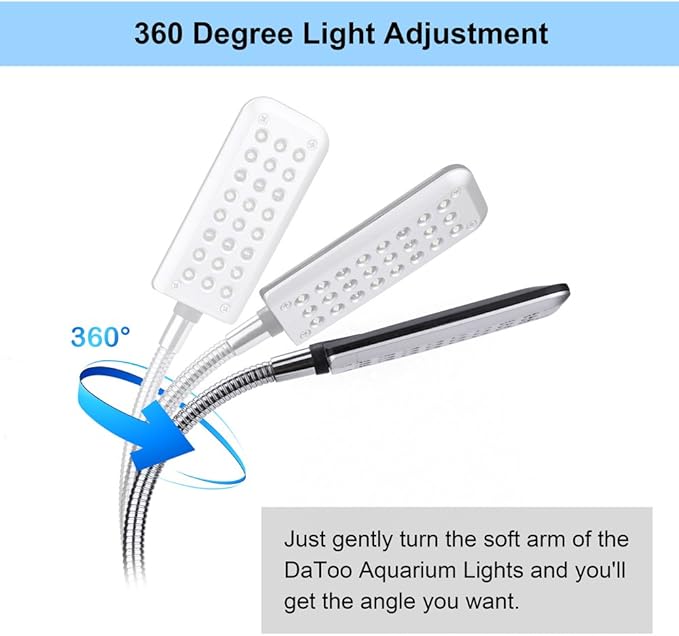 Aquarium Light Small LED Clip Light for Fish Tank, 1 Yr Warranty DaToo