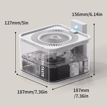 Silent Leak Proof Cat Drinking Fountain 3 Liter Large Capacity, Semi-Transparent Visible Water Tank with Motion Sensor Function, Detachable Cat Fountain. - PAWPICO