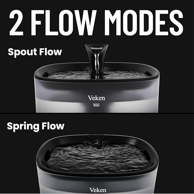 Veken Cat Water Fountain, 84oz/2.5L Automatic Pet Water Fountain Dog Water Dispenser with a Detachable Water Tank, Easy Cleaning for Cats, Dogs (Black) - PAWPICO