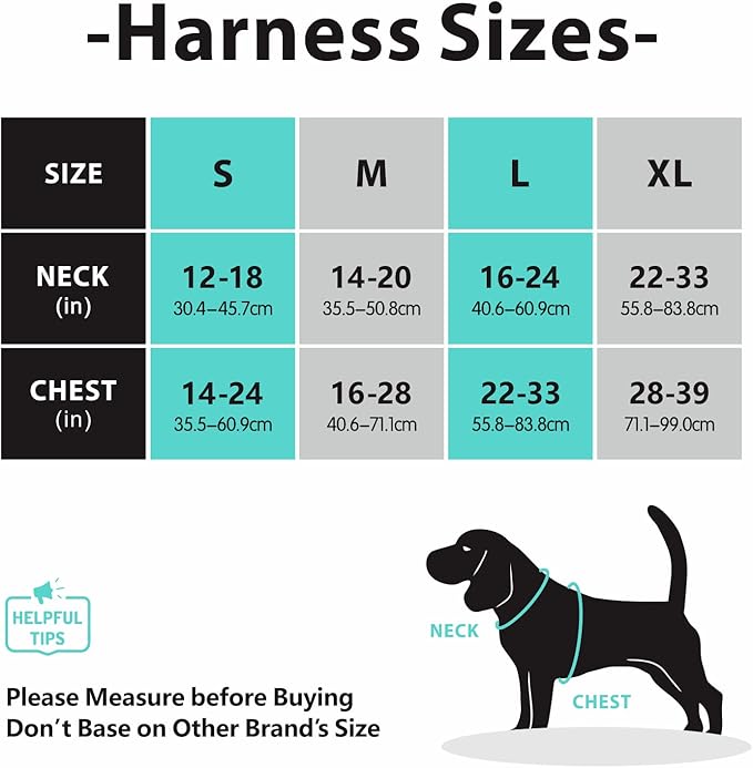 PoyPet Dog Harness No Pull, Reflective Adjustable No Choke Pet Vest with Front & Back Clips, Soft Padded and Control Training Handle for Large Dogs(Mint Blue,XL) PoyPet