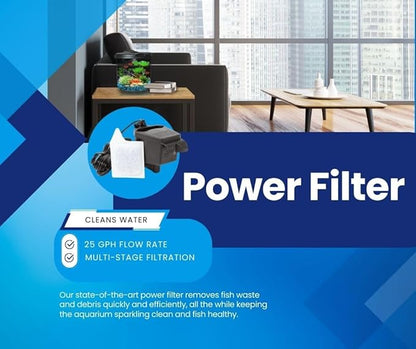 Koller Products AquaView 2-Gallon Plastic 360 Aquarium with Power Filter & LED Lighting for Tropical Fish - Betta Fish DISCOVERTHEEXCITINGWORLDOFKEEPINGTROPICALFISH