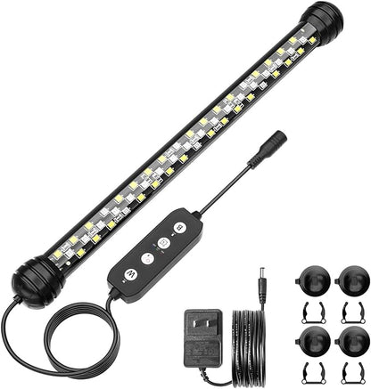 Led Aquarium Light with Timer, Submersible Aquarium Plant Light, Fish Tank Light with Auto On/Off, 3 Lighting Modes, Adjustable Brightness (11 inch for 12-23inch Planted Tank), 7W SEAOURA