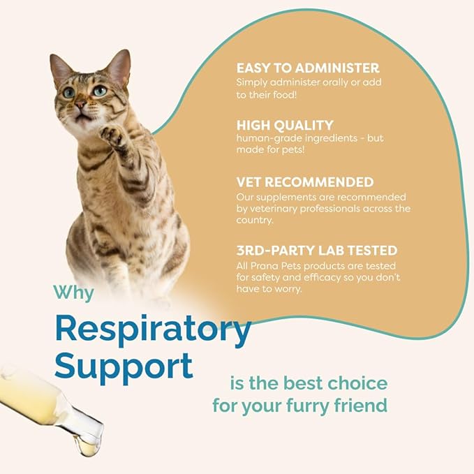 PranaPets Respiratory Support Supplement for Dogs & Cats | Naturally Promotes Optimal Respiratory Function in Pets | Safely aids with Symptoms of Seasonal Allergies PranaPets-HerbalRemedies