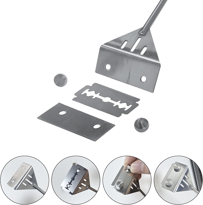 Kirecoo Algae Scraper for Glass Aquariums, 25.6" Fish Tank Cleaner, Stainless Steel Algae Scraper for Fish Tank with 10 Blades, Aquarium Glass Cleaning Tools, Cleaning Accessories Kirecoo