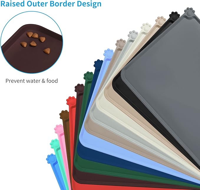 AUDWUD Silicone Waterproof Dog Cat Pet Feeding Mats,Anti Slip Pet Bowl Mats,Pet Feeding Mat - PAWPICO