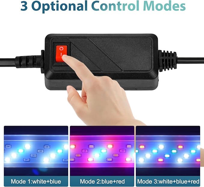 LED Aquarium Light Full Spectrum Fish Tank Lights 7" 8" 10" 12" 8W Multi-Color Freshwater Saltwater Plant Lamp White Blue Red LEDs Oltraman