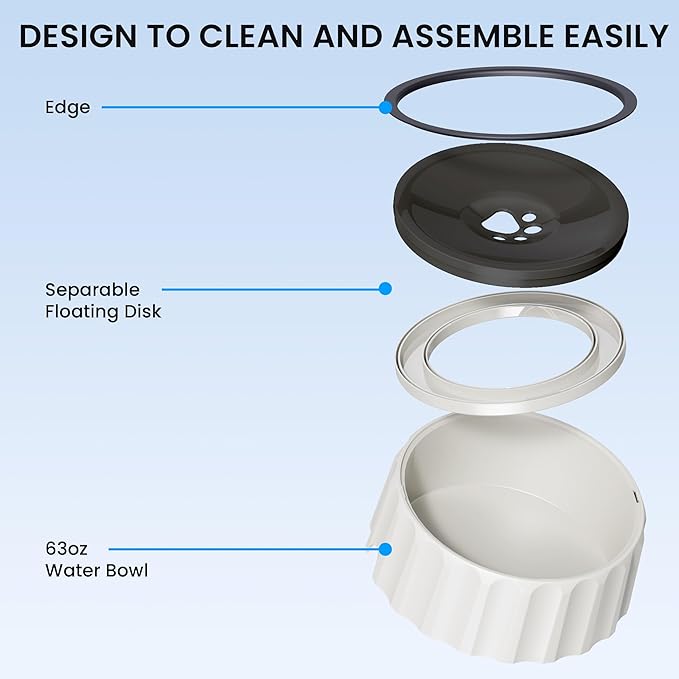 Dog Water Bowl No Spill 70oz/2L Large Capacity Dog Water Bowl Dispenser Non Slip No Splash Dog Water Bowl Pet Slow Feeder No Drip Dog Water Bowl on Vehicle Slow Water Bowl for Dogs and Cat Black - PAWPICO