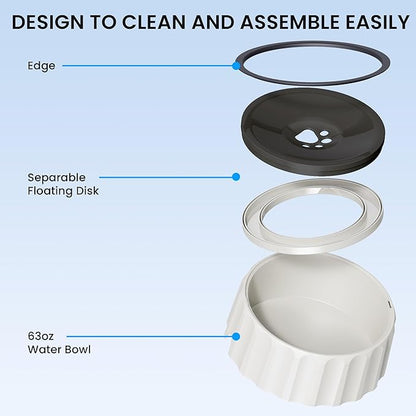 Dog Water Bowl No Spill 70oz/2L Large Capacity Dog Water Bowl Dispenser Non Slip No Splash Dog Water Bowl Pet Slow Feeder No Drip Dog Water Bowl on Vehicle Slow Water Bowl for Dogs and Cat Black - PAWPICO