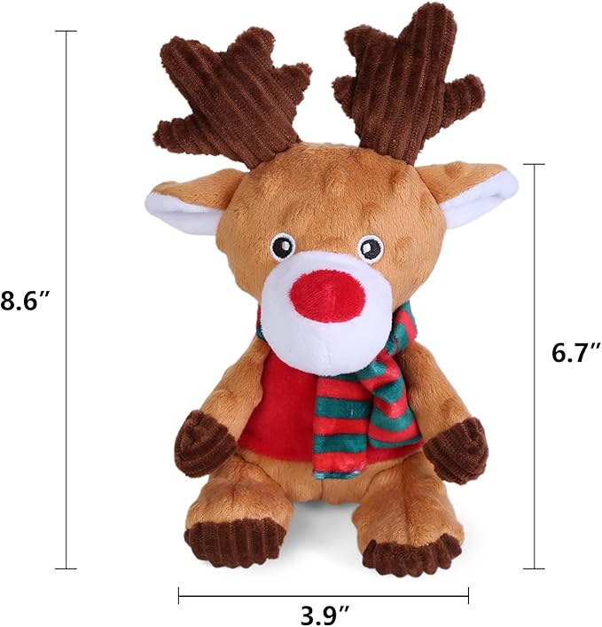 Blnboimrun Christmas Dog Toys Stuffed Plush Moose Dog Toy Milu Deer Dog Squeaky Toys with Crinkle Paper Chew Toys for Large and Medium Dogs Puppy - PAWPICO