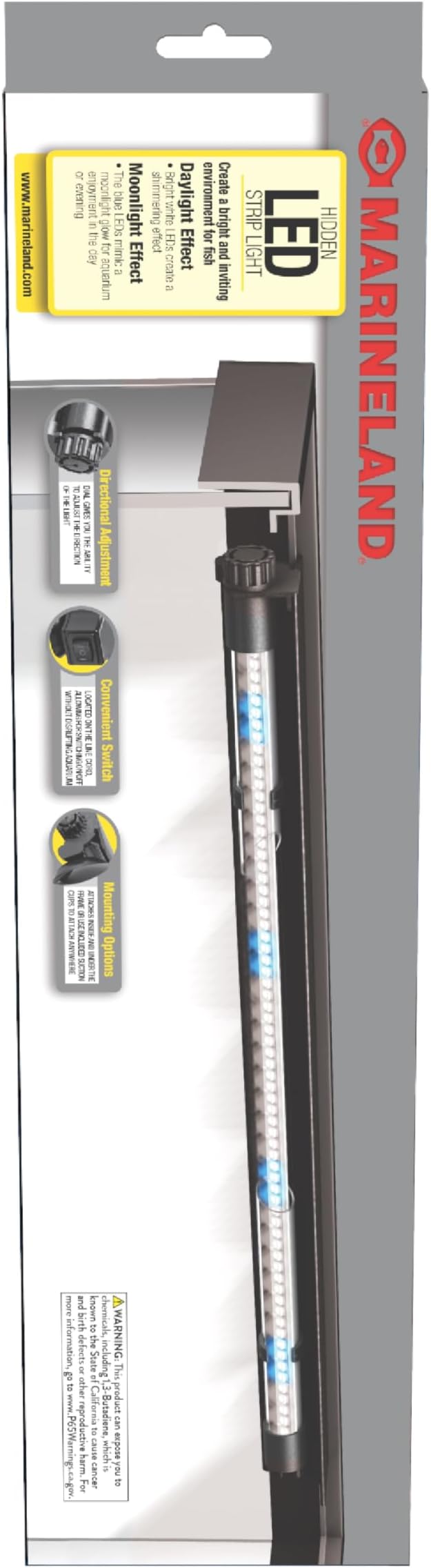 Marineland Hidden LED Strip Light for Aquariums, White and Blue LEDs Marineland