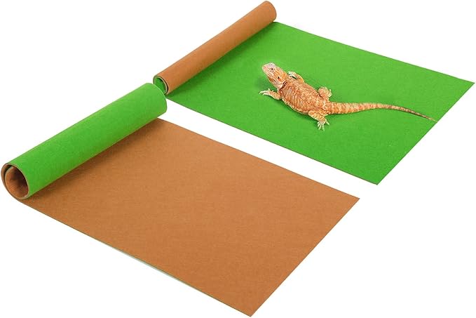 REPTI ZOO Reversible Reptile Carpet Pack of 2PCS, Terrarium Substrate Bedding Liner (17 in X 35 in) for 10/20/30/40 Gallon Tanks, Both Sides Usable Reptile Floor Mat REPTIZOO