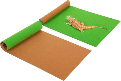 REPTI ZOO Reversible Reptile Carpet Pack of 2PCS, Terrarium Substrate Bedding Liner (17 in X 35 in) for 10/20/30/40 Gallon Tanks, Both Sides Usable Reptile Floor Mat REPTIZOO