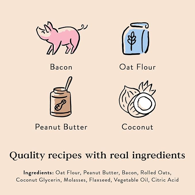 Bocce's Bakery Bac'n Nutty Soft & Chewy Dog Treats, Wheat-Free PB & Bacon Flavored All Natural Limited Ingredient Oven Baked Cookies for Dogs, 6 oz Bag - PAWPICO