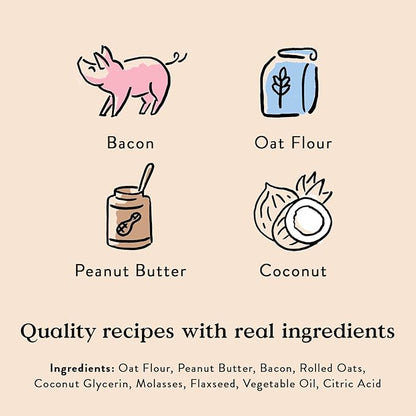 Bocce's Bakery Bac'n Nutty Soft & Chewy Dog Treats, Wheat-Free PB & Bacon Flavored All Natural Limited Ingredient Oven Baked Cookies for Dogs, 6 oz Bag - PAWPICO