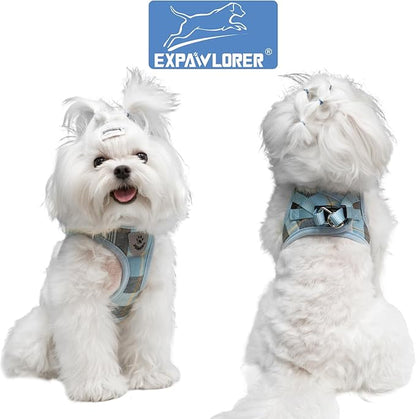 EXPAWLORER Classic Plaid Step in Dog Harness - Small Dog Collar and Leash - Soft Mesh Padded Adjustable Small Dog Vest Harness No Pull, Reflective Escape Proof for Outdoor Walking, Blue X-Small EXPAWLORER