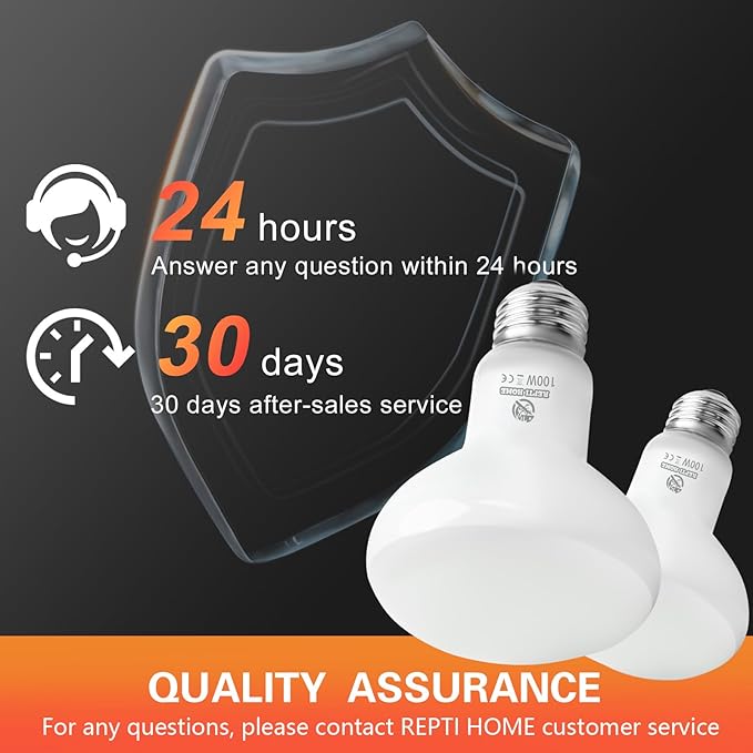 Reptile Heat Lamp Bulbs, Simulate Natural Sunlight Heat Light Bulb, 2 Pack 100W Amphibian Terrarium Basking Spot Lamp for Reptile, Bearded Dragon, Lizard, Turtle, Snake REPTIHOME
