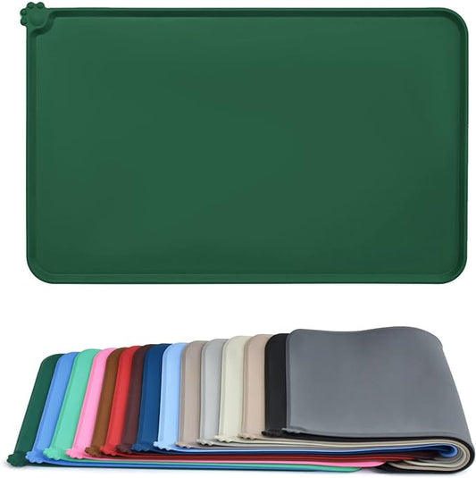 AUDWUD Silicone Waterproof Dog Cat Pet Feeding Mats,Anti Slip Pet Bowl Mats,Pet Feeding Mat, 24" x 16" - PAWPICO