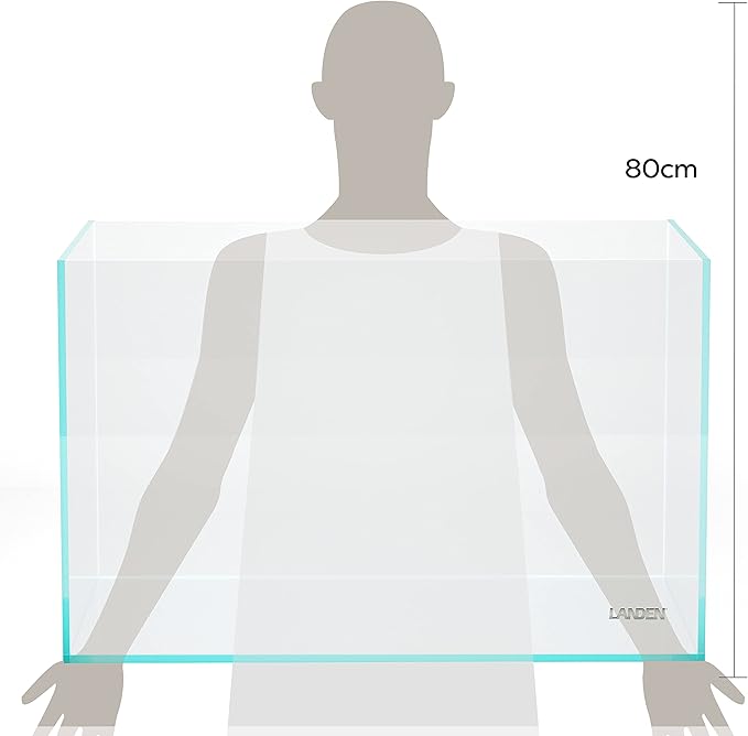 LANDEN 90P 55 Gallon Rimless Low Iron Aquarium Tank,W35.4×D19.7×H19.7 in(90x50x50cm) 10mm Thickness with Black Nano Foam Leveling mat Included Landen