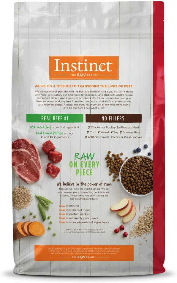 Instinct Be Natural Real Beef & Barley Recipe Natural Dry Dog Food, 25 lb. Bag - PAWPICO