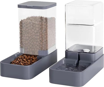 Automatic Cat Feeder and Water Dispenser with Pet Food Bowl,Gravity Food Feeder and Waterer Dispenser in Set for Small Medium Dog Puppy Kitten Rabbit Bunny Large Capacity(3.3L x 2) - PAWPICO