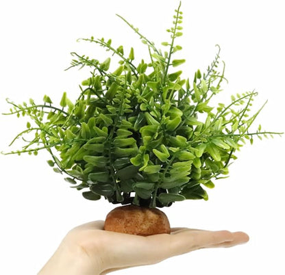 Fake Green Boston Fern, Reptile Plants for Terrarium, Amphibian Tank Accessories Habitat Decor fit Crested Gecko Leopard Lizard Chameleon Ball Python Snake Frog WOLEDOE