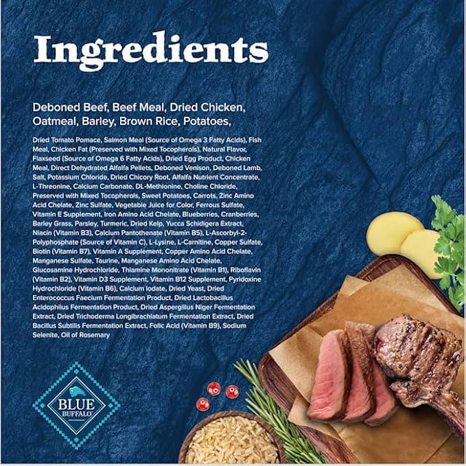 Blue Buffalo Wilderness High-Protein Rocky Mountain Recipe Dry Food for Adult Dogs, Red Meat & Grains, 13-lb. Bag - PAWPICO