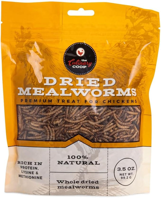 Fluker's Culinary Coop Premium Chicken Treats, Mealworms 3.5 oz, High Protein Worm, Nutritious Treat Flukers