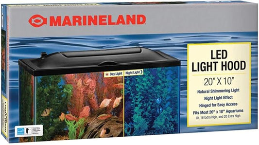 Marineland LED Light Hood For Aquariums, 20 Inches By 10 Inches, Natural Shimmering Light With Night Light Effect Marineland