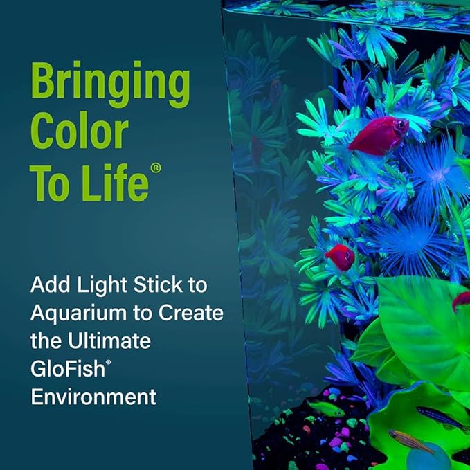 GloFish 8 Inch LED Light Stick - White, Blue and, Magenta Aquarium Lights - Tank Sizes Up to 5 Gallons GloFish