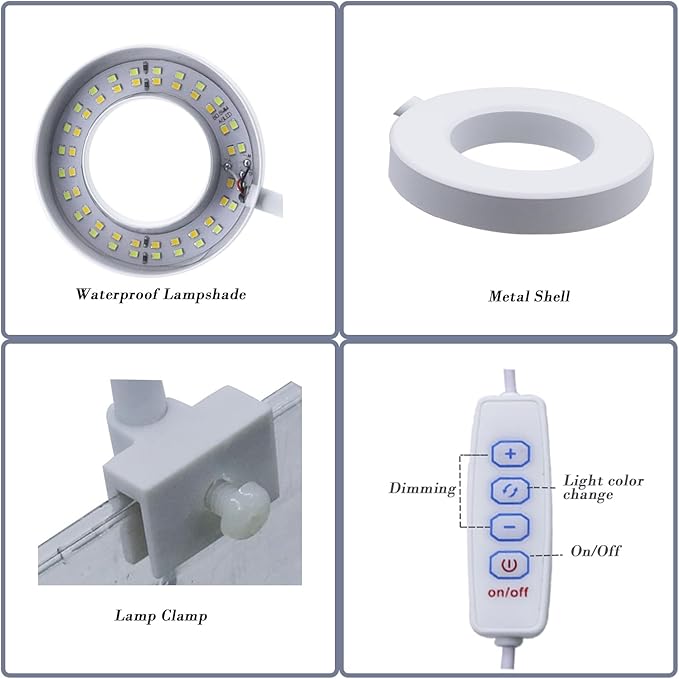 Upgraded Aquarium Light Clip On Fish Tank LED Light Small USB Light Dimmer Multi-Color White+Warm Yellow+Yellow 1 to 5 Gal (Adapter NOT Included, No Timer) PUEUTU