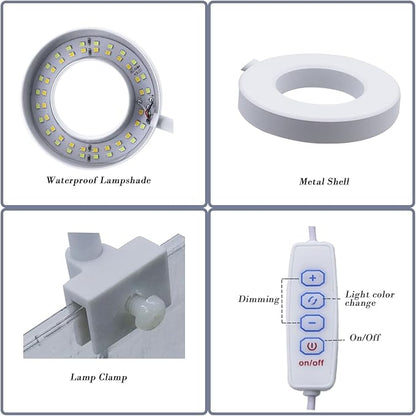 Upgraded Aquarium Light Clip On Fish Tank LED Light Small USB Light Dimmer Multi-Color White+Warm Yellow+Yellow 1 to 5 Gal (Adapter NOT Included, No Timer) PUEUTU