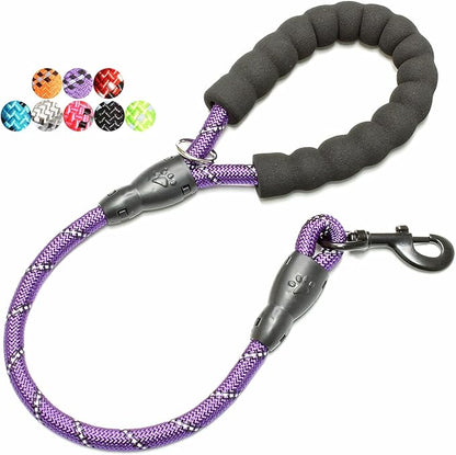 BAAPET 2/4/5/6 FT Dog Leash with Comfortable Padded Handle and Highly Reflective Threads for Small Medium and Large Dogs (2FT-1/2'', Purple) BAAPET