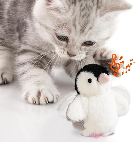 Interactive Cat Toy Rechargeable Automatic Chirping Penguin Flying Bird Cat Toy Infused with Catnip in The Wings, Auto Beating Wings Cat Toys for Indoor Cats to Play Alone, Never Boredom - PAWPICO